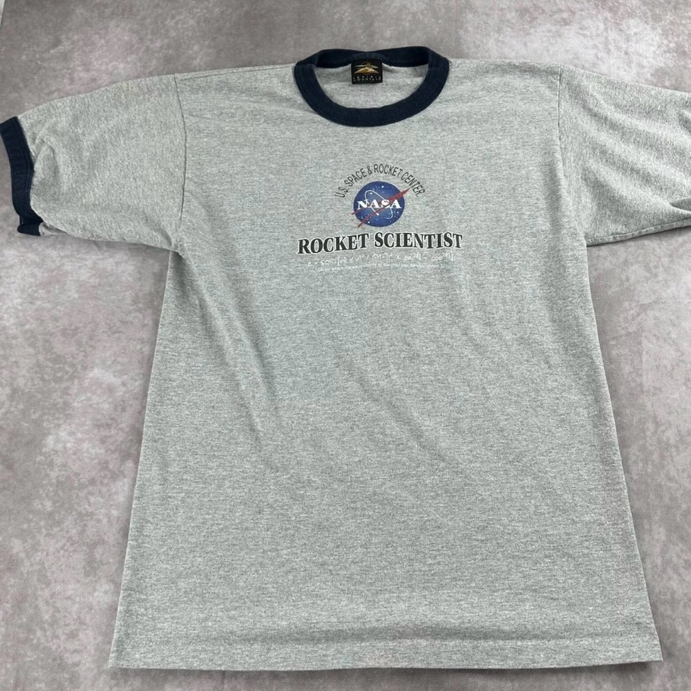 Vintage Prairie Mountain T Shirt Mens Medium Gray Ringer NASA Made in USA Y2K